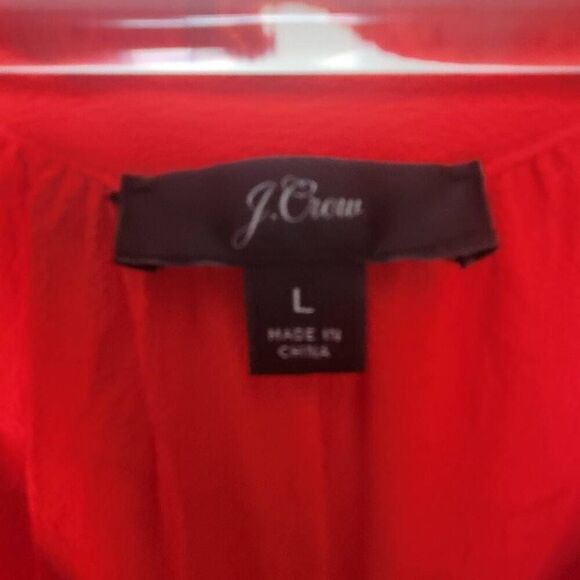 J Crew Womens Drapey Popover Top Red Cerise AH108 Large - Picture 2 of 4